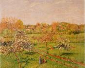卡米耶毕沙罗 - Morning, Flowering Apple Trees, Eragny